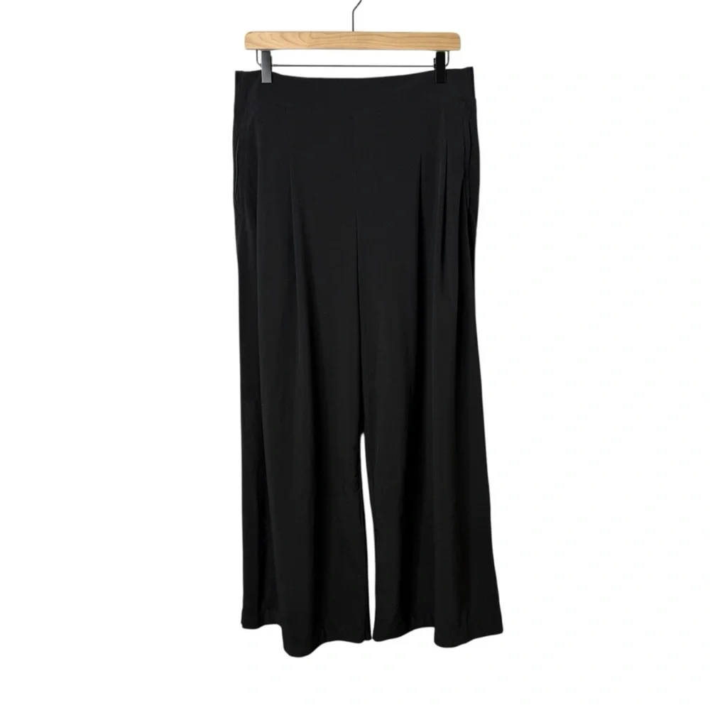 Athleta Brooklyn Heights Pleated High Rise Wide Leg Pants Black Size 16 533436 - Picture 2 of 9